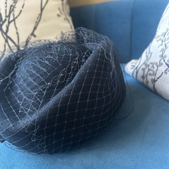 Miss Bierner and Michael Howard Hat - Vintage Black Hat with Netting